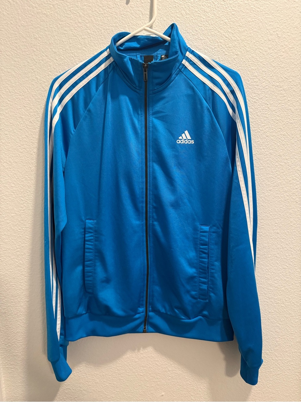 adidas Bright Blue Zip-Up Jacket with White Logo